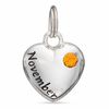 Thumbnail Image 0 of "November " Heart Charm with Yellow Crystal in Sterling Silver