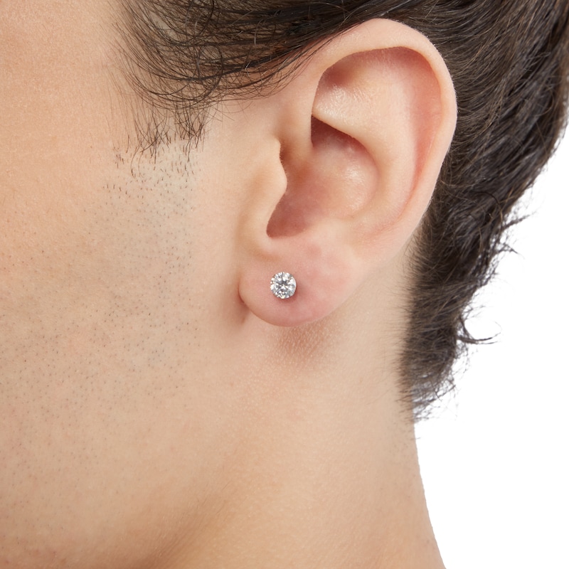 5mm Cubic Zirconia Solitaire Stud Piercing Earrings in Solid Stainless Steel