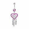 Thumbnail Image 0 of 014 Gauge Heart-Shaped Pink Dream Catcher Dangle Belly Button Ring in Stainless Steel