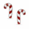 Thumbnail Image 0 of Child's Enamel Candy Cane Stud Earrings in Sterling Silver