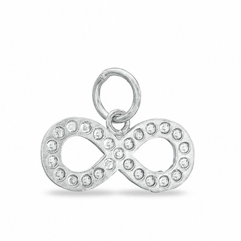 Cubic Zirconia Infinity Charm in Sterling Silver