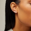Thumbnail Image 1 of 6mm Simulated Pink Pearl, Cubic Zirconia and Polished Ball Earrings Set in 10K Gold
