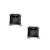 Thumbnail Image 0 of 4mm Princess-Cut Black Cubic Zirconia Solitaire Stud Earrings in Sterling Silver
