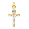 Thumbnail Image 0 of Small "INRI" Ribbon Wrapped Textured Crucifix Two-Tone Necklace Charm in 10K Gold