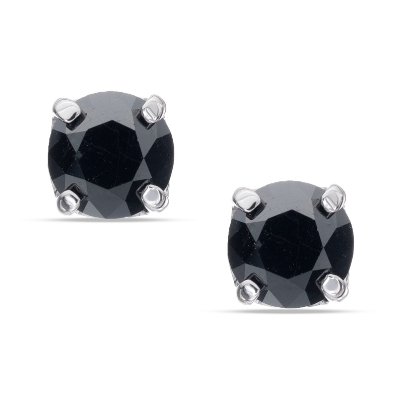 1 CT. T.W. Black Diamond Solitaire Stud Earrings in Sterling Silver