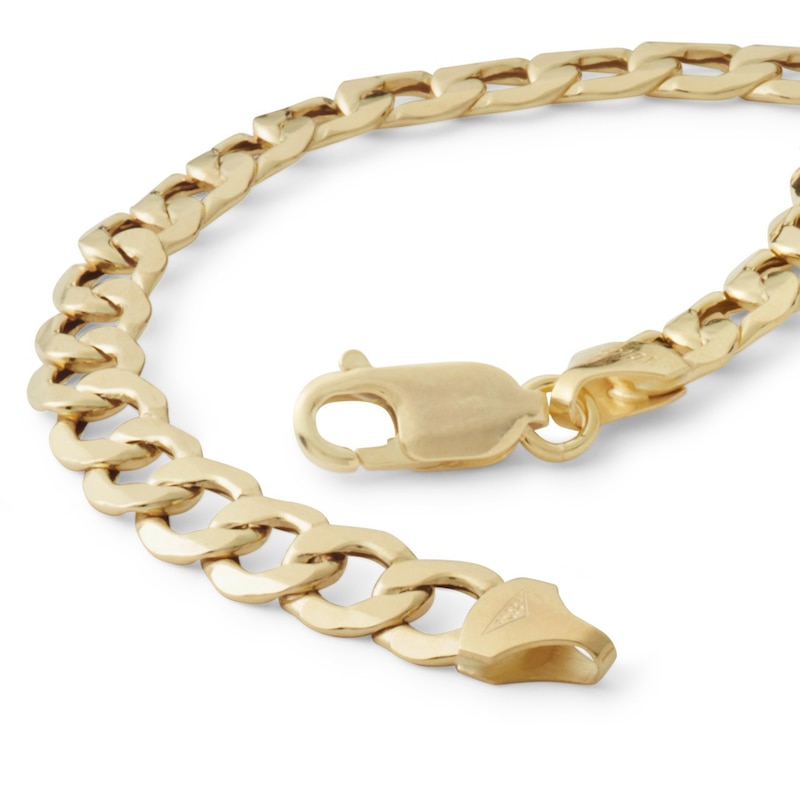 10K Hollow Gold Curb Chain Bracelet Made in Italy - 8.5"