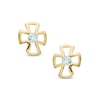 Thumbnail Image 0 of Child's Cubic Zirconia Solitaire Cross Stud Earrings in 10K Gold