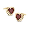 Thumbnail Image 0 of Child's 3mm Heart-Shaped Red Cubic Zirconia Stud Earrings in 10K Gold