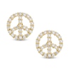Thumbnail Image 0 of Cubic Zirconia Peace Sign Stud Earrings in 10K Gold
