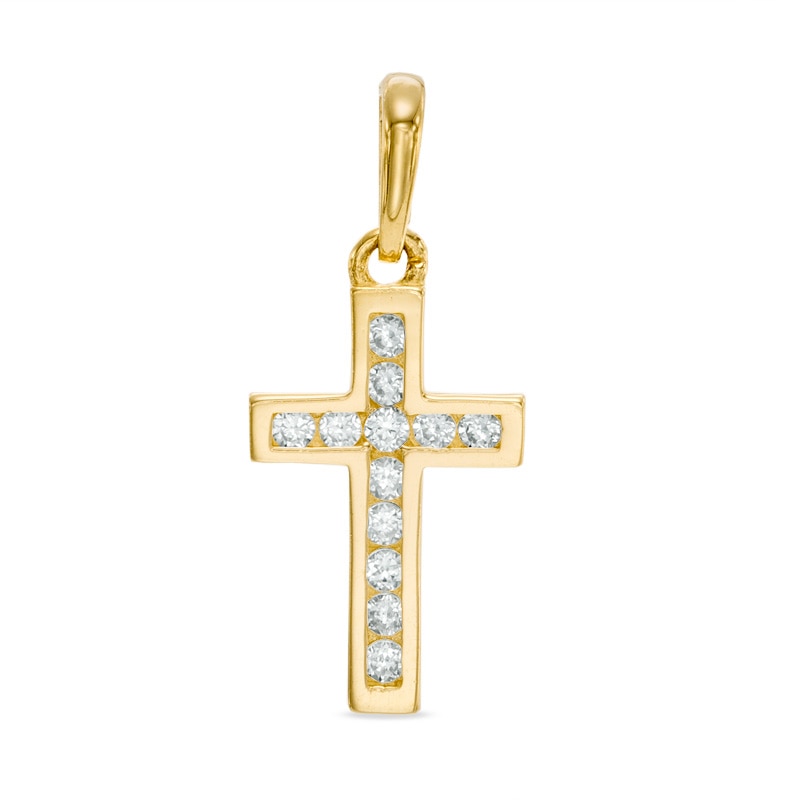 Cubic Zirconia Cross Necklace Charm in 10K Gold | Piercing Pagoda