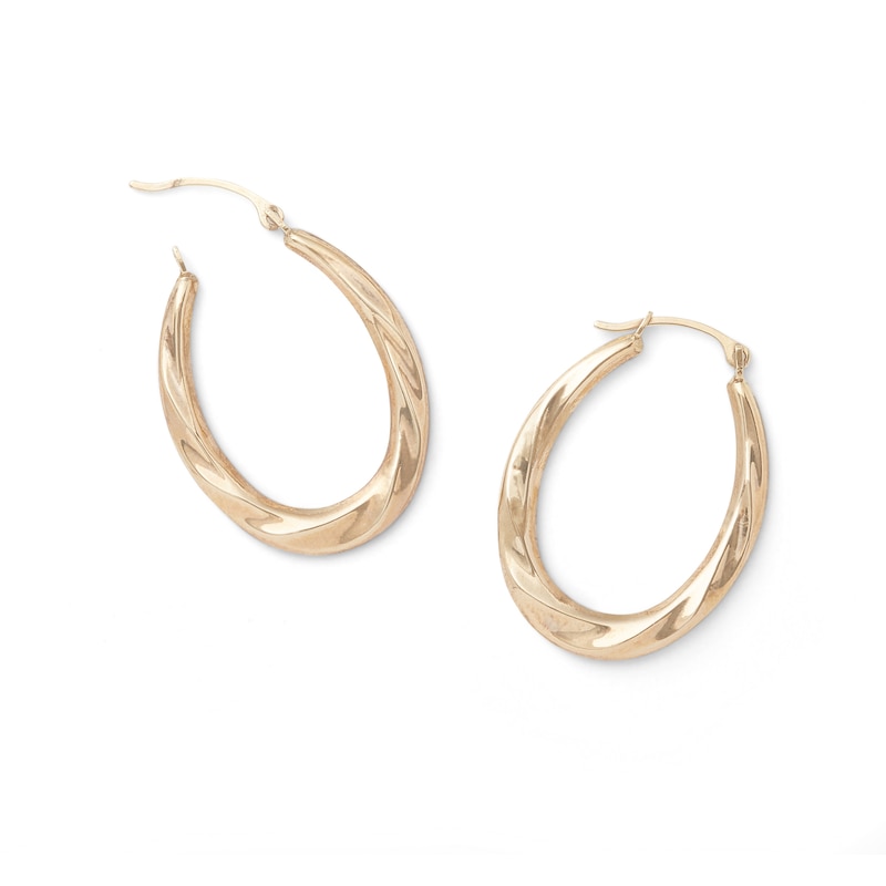 Oval Twist Hoop Earrings in 10K Gold