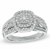 Thumbnail Image 0 of 3/8 CT. T.W. Diamond Cluster Frame Engagement Ring in 10K White Gold - Size 7