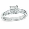 Thumbnail Image 0 of 3/8 CT. T.W. Princess-Cut Quad Diamond Engagement Ring in Platinaire® - Size 7
