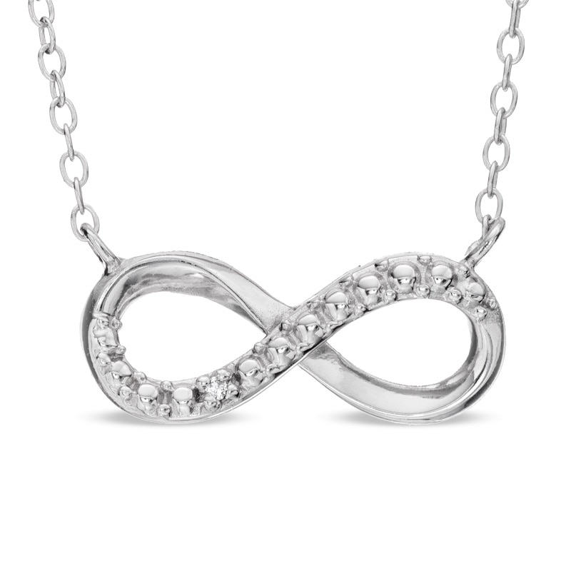 Diamond Accent Sideways Infinity Necklace in Sterling Silver
