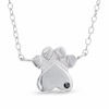 Thumbnail Image 0 of Black Diamond Accent Paw Print Necklace in Sterling Silver