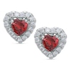 Thumbnail Image 0 of Child's Heart-Shaped Red Cubic Zirconia Stud Earrings in Sterling Silver