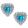 Thumbnail Image 0 of Child's Heart-Shaped Blue Cubic Zirconia Stud Earrings in Sterling Silver