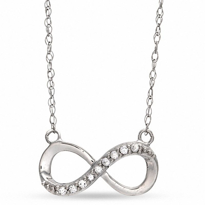 Cubic Zirconia Infinity Necklace in 10K White Gold