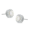 Thumbnail Image 0 of 5mm Cultured Freshwater Pearl and Lab-Created White Sapphire Frame Stud Earrings in Sterling Silver