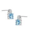 Thumbnail Image 0 of 5mm Cushion-Cut Swiss Blue Topaz and Lab-Created White Sapphire Earrings in Sterling Silver