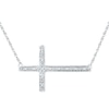 Thumbnail Image 0 of 1/20 CT. T.W. Diamond Sideways Cross Necklace in Sterling Silver