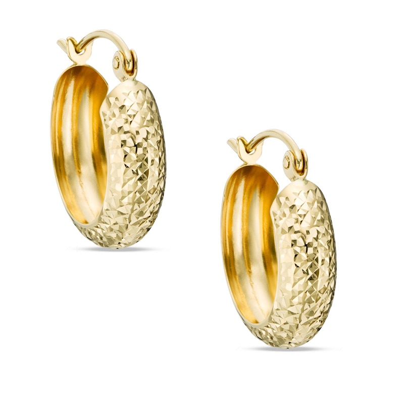 Small Diamond-Cut Hoop Earrings in 14K Gold