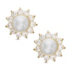 Thumbnail Image 0 of 4mm Simulated Pearl and Cubic Zirconia Frame Stud Earrings in 14K Gold