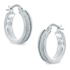 Thumbnail Image 0 of 20mm Glitter Hoop Earrings in Sterling Silver