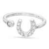 Thumbnail Image 0 of Cubic Zirconia Horseshoe Adjustable Midi Ring in Sterling Silver - Size 3