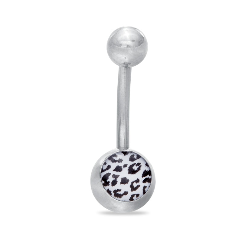 Stainless Steel Animal Print Belly Button Ring - 14G 3/8"