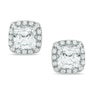 Thumbnail Image 0 of 6mm Cushion-Cut Lab-Created White Sapphire Frame Stud Earrings in Sterling Silver