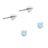 Thumbnail Image 0 of 4mm Blue Cubic Zirconia Solitaire and Spike Stud Earrings Two Pair Set in Sterling Silver