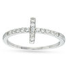 Thumbnail Image 0 of Cubic Zirconia Sideways Cross Midi Ring in Sterling Silver - Size 3