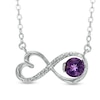Thumbnail Image 0 of 5mm Amethyst and Diamond Accent Sideways Infinity Heart Pendant in Sterling Silver