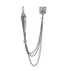 Thumbnail Image 0 of White Glass Pyramid Stud and Spike with Chain Double Pierced Single Earring in Grey Metal