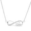 Thumbnail Image 0 of Cubic Zirconia Sideways Infinity with "love" Necklace in Sterling Silver