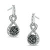 Thumbnail Image 0 of Enhanced Black and White Diamond Accent Beaded Cluster Infinity Drop Earrings in Sterling Silver