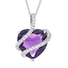 Thumbnail Image 0 of 15mm Heart-Shaped Lab-Created Amethyst and White Sapphire Wrap Heart Pendant in Sterling Silver