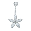 Thumbnail Image 0 of 014 Gauge Crystal Pinwheel Flower Belly Button Ring in Stainless Steel