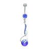 Thumbnail Image 0 of 014 Gauge Blue Cubic Zirconia and Crystal Twist Dangle Belly Button Ring in Stainless Steel - 3/8"