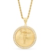Thumbnail Image 0 of RM® Cubic Zirconia Crucifix Medallion Pendant in Brass with 14K Gold Plate - 24"