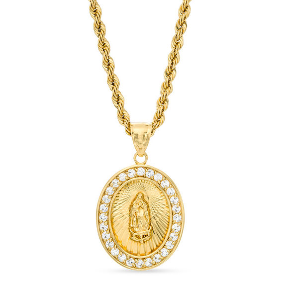 Cubic Zirconia Our Lady of Guadalupe Medallion Pendant in ...