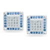 Thumbnail Image 0 of Blue and White Cubic Zirconia Square Frame Stud Earrings in Sterling Silver