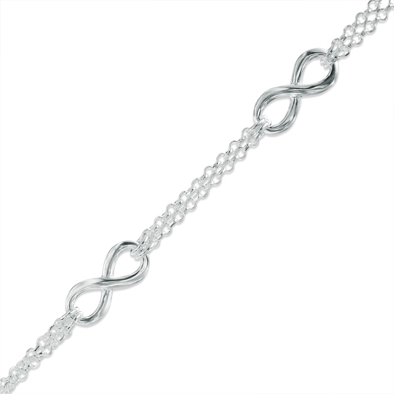 Adjustable Sideways Infinity Bracelet in Sterling Silver - 8"