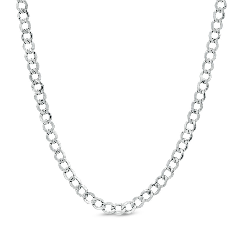 10K White Gold 100 Gauge Curb Chain Necklace - 22"