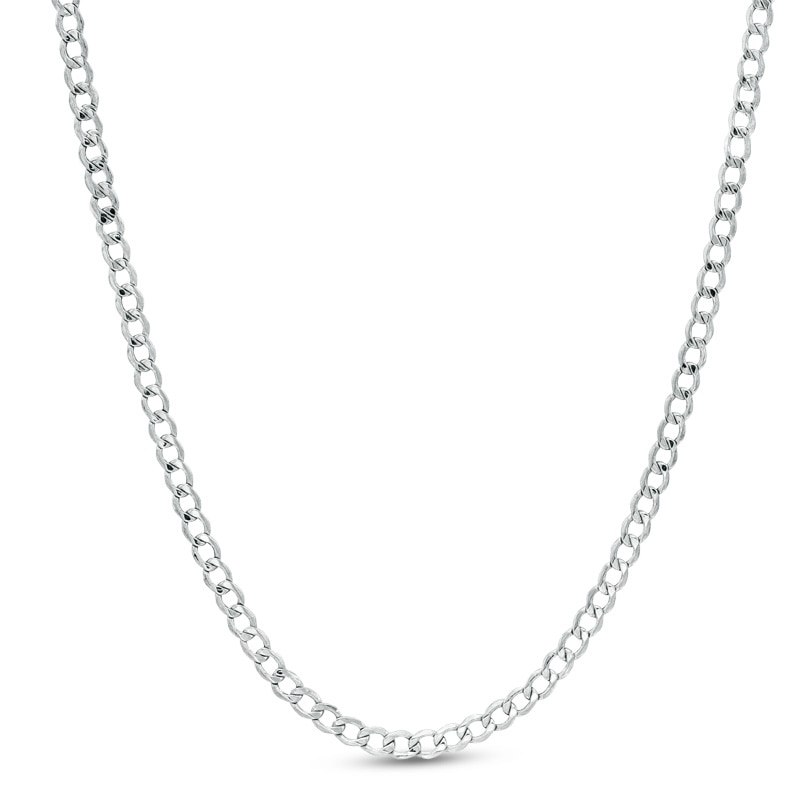 10K White Gold 060 Gauge Curb Chain Necklace - 20"