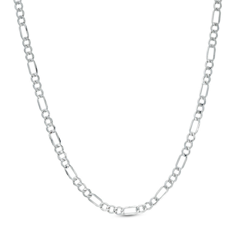 10K White Gold 080 Gauge Figaro Chain Necklace - 18"