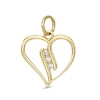 Thumbnail Image 0 of Three Stone Cubic Zirconia Heart Necklace Charm in 10K Gold