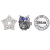 Thumbnail Image 0 of Floating Lockets Crystal Star, Owl and "DREAM" Charms in White Brass