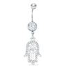 Thumbnail Image 0 of 014 Gauge Belly Button Ring with Crystal Hamsa Dangle in Stainless Steel